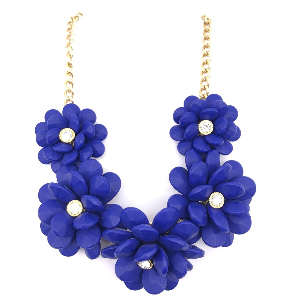 Derng Cobalt Blue Flower Statement Necklace